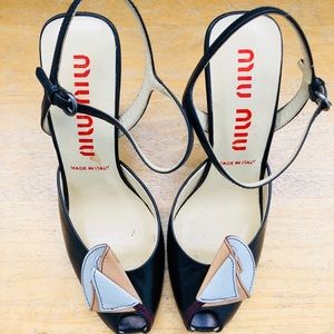 Miu Miu open toe, strap pumps